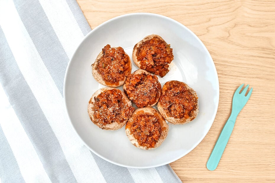 Receta de champiñones rellenos de carne picada para niños y bebés