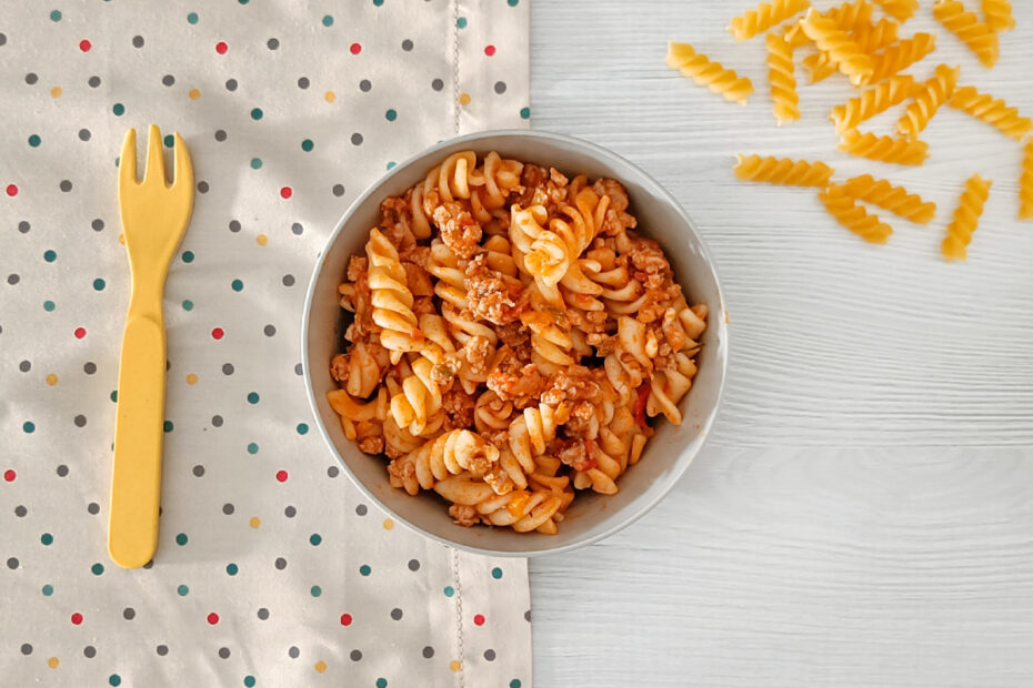 Receta de pasta con carne picada para niños y bebés