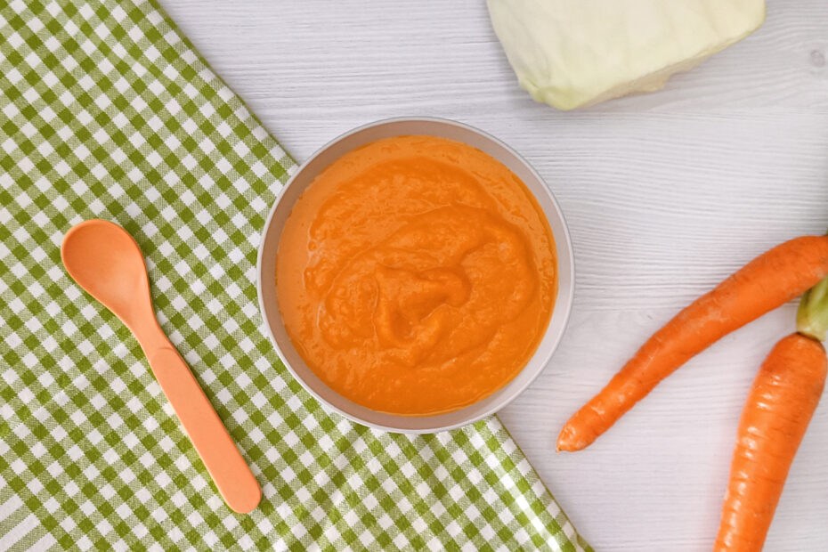 Receta de puré de zanahoria y repollo para niños y bebés